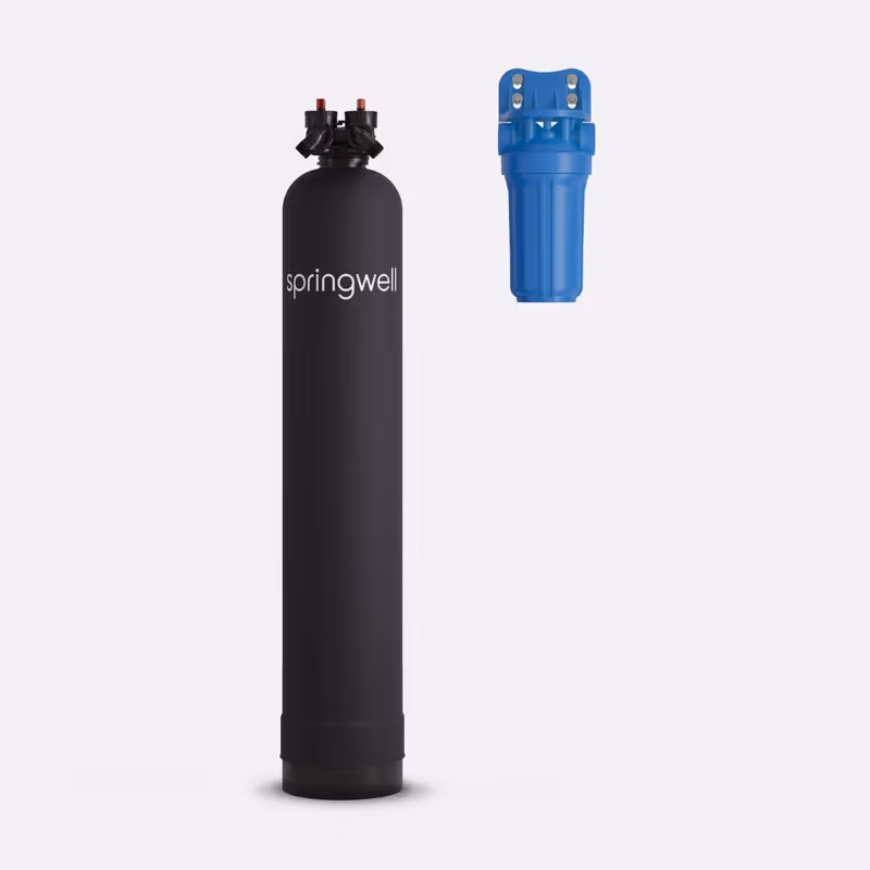 SpringWell CF1 whole-house carbon water filter: single filtration tank with pre-filter