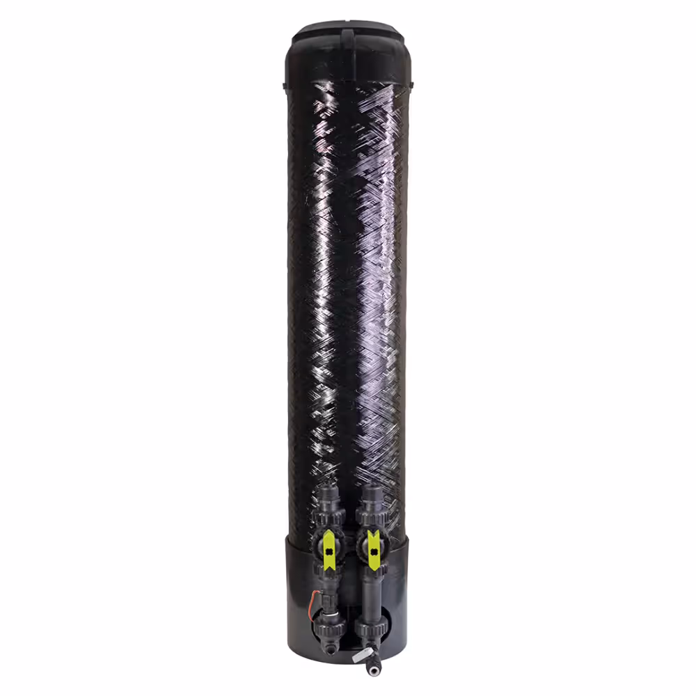 SpringWell whole-home PFAS filter: single tank with ATOMUS PF8 adsorption-media cartridge for whole-house forever-chemical removal